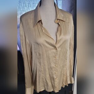 Casual Corner Silk Button Down Blouse Women Long Sleeve Career Top Size 16 Vtg